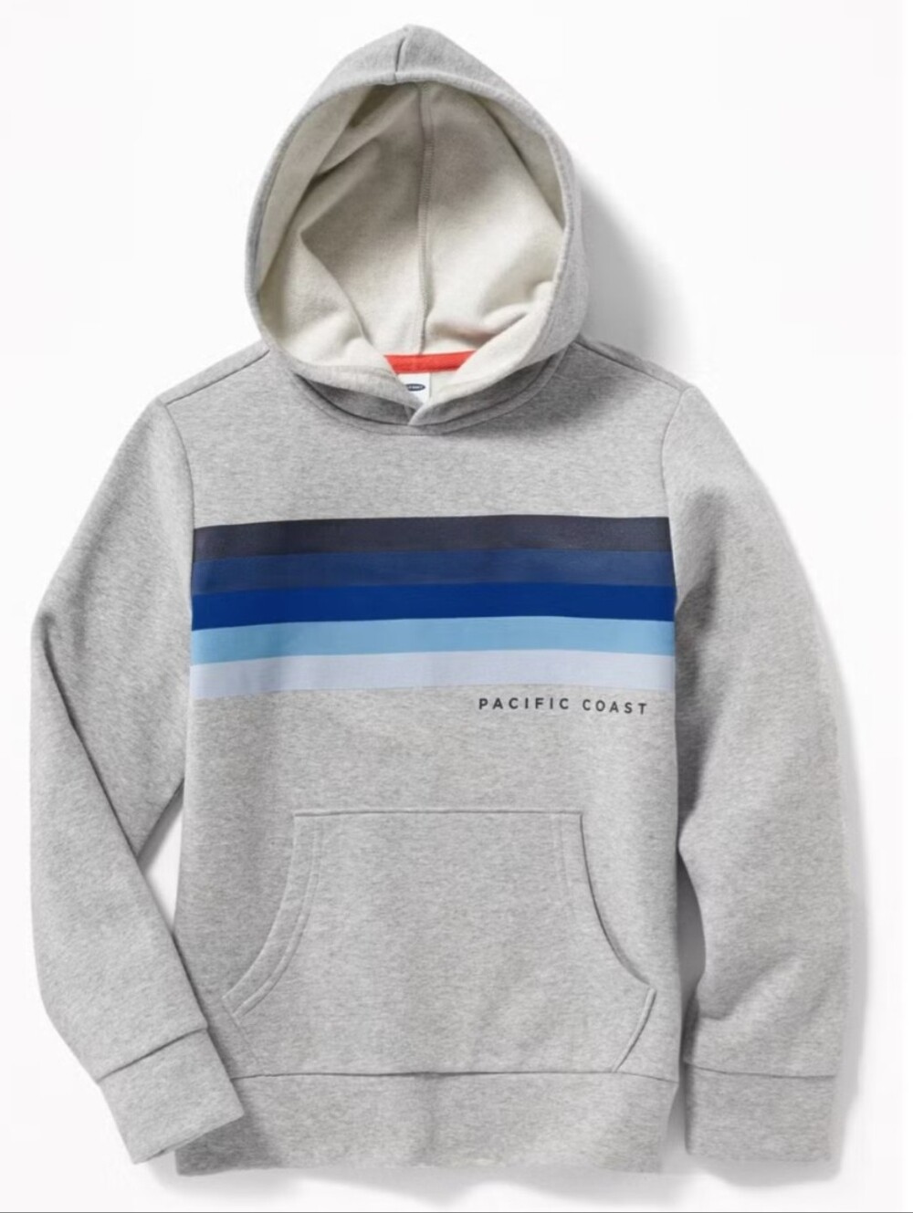 Old Navy Boys Fleece Pullover Hoodie Gray/Blue Striped Logo Size L (10-12)